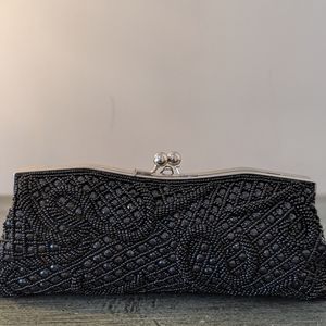 Vintage Black Beaded Clutch